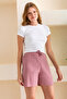Ribbed Rose Belted Camisole Women's Shorts Pajama Bottoms - 6131 - 3
