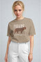 Women's Camel Paradise Leopard Women's Short Sleeve Relax Fit Comfortable Cut Regular T-Shirt