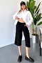 Women's High Waist Linen Look 100% Cotton Capri W204