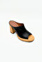 Black Yellow Leather Platform Heeled Slippers – 9 cm Thick Heels - 4