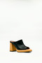 Black Yellow Leather Platform Heeled Slippers – 9 cm Thick Heels - 3