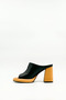Black Yellow Leather Platform Heeled Slippers – 9 cm Thick Heels - 2