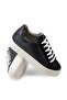 Genuine Leather Navy Blue Sneaker Women's Shoes - 5