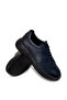 Genuine Leather Navy Blue Men's Sneakers - 3