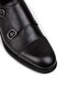 Genuine Leather Double Buckle Black Men's Classic Shoes - 6