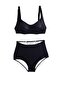 Women's Black Ribbed High Waist Bikini Set - 2