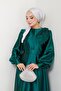 Satin Bow Long Hijab Evening Dress - Women's Clothing 2745 - 5