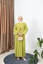 Pleated Sandy Dress with Necklace