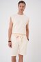 Men's Bermuda 035 Comfort Fit Lace-Up Waist Viscose Blended Casual Beige Shorts