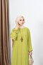 Pleated Sandy Dress with Necklace - 4