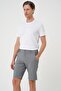 Men's Slim Fit Elastic Waist Seersucker Cotton Casual Gray Shorts Bermuda 034 - 2