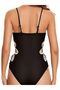 One Piece Swimsuit Cutout Detail and Tied High Elastic Fabric - 2