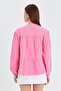 4563 Women's Collared Shirt with Elastic Sleeves and Loose Muslin Fabric, Pink - 6