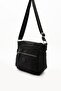 Women's Multi-Compartment Water Resistant Parachute Fabric Black Color Adjustable Cross Strap Shoulder Bag S - 4