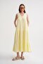 4673 Women's Drawstring Detailed Muslin Dress Butter Yellow - 2