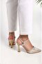 Chev Beige Stone Heeled Women's Shoes - 5