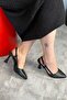Women's Natali Black Skin 9 cm Heeled Shoes Open Back Pole Buckle Heel - 4
