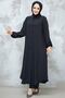 Black Hijab Double Set - with Buttons 10891S