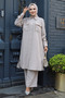 Camel Colored Hijab Double Set - Buttoned 40143C - 2