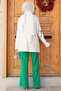 Green Patterned Hijab Double Set - 40225Y - 3