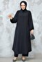 Black Hijab Double Set - with Buttons 10891S - 2