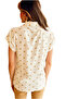 Women's Cream Polka Dot Patterned White Batwing Short Sleeve Shirt with Buttons - 7