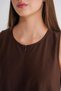 4695 Women's Skirt Pleated Zipper Detailed Long Parachute Dress Brown - 5