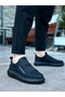 Laceless Double Strap Men's Shoes Black (Black Sole) - 3
