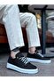 Lace-Up Men's Shoes Black (White Sole) - 4