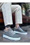 Lace-Up Linen Men's Shoes Gray (White Sole)