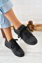 Effo Side Embroidered Sports Shoes Black Skin - 3