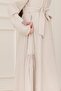 Hijab Dress with Side Zipper Detail - Beige - 4