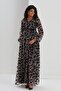 A024-Sharmaşık Pattern Organized Tulle Double Breasted Collar Maternity Dress
