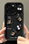 iPhone 15 Pro Max Case Designed with Patterned Camera Protection Coffee Cookie Black Soft Silicone Cover - 2