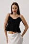 Shilsee Women's Rose Detail Floor Embroidered Suspender Bluz Black
