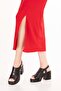 Women's Genuine Leather Platform Heeled Stylish Sandals Msa.56 Black - 4