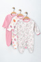Baby Girl Printed Cotton Booties 3-Piece Jumpsuit Set Colorful Patterned 3-6-9 Months Newborn Baby Outfit - 2