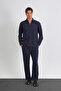 Flare Winter Baggy Pants Oversize Shirt Bottom Top Suit 100% Cotton Navy Blue