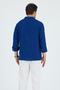 Transitional Linen Textured Oversized Men's Shirt Indigo - 7