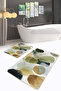 Watercolor Bubble Patterned Water Green and Mustard Yellow 2-Piece Non-Slip Base Washable Bath Mat Set - 2