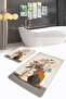 Vase and Flower Patterned Beige-Brown Modern Design Set of 2 Non-Slip Base Washable Bath Mat