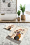 Vase and Flower Patterned Beige-Brown Modern Design Set of 2 Non-Slip Base Washable Bath Mat - 4