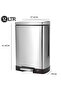 12l Stainless Steel Pedal Trash Bin – Space-saving Rectangular Waste Bin With Removable Bucket - 2