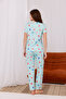 Women's Daisy Printed Soft Textured Milan Short Sleeve Knitted Pajamas Set - 5