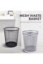 Mesh Wastebasket Trash Can – Silver & Black Steel Round Bin For Office, Home, Bathroom - 6