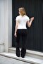Flared Leggings Trousers-Black - 8