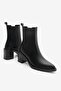 Women's Pointed Toe Double Elastic Thick Heeled Boots Solav Black