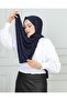 حجاب شال قطني ممشط عادي أزرق داكن - 4
