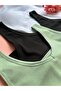 Chic Drape |   Modal 3-Piece Black, White and Green, V-Neck Padded Camisole Fabric Women's Blouse 66E53 - 3