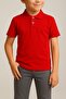 Unisex Children's Polo Neck Short Sleeve Red School Combed Cotton T-shirt